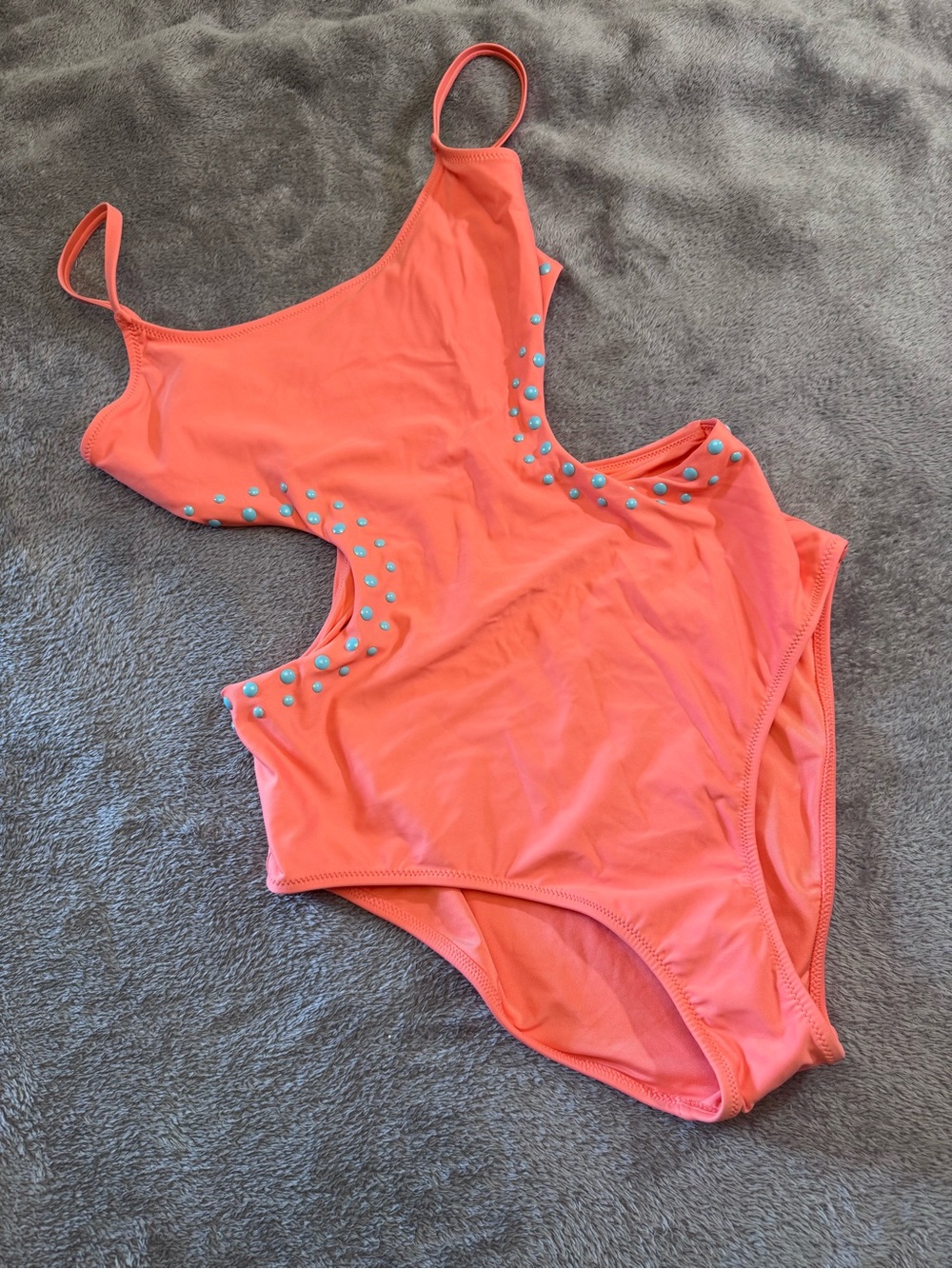 Aerie Coral Pink One-Piece Swimsuit with Decorative Studs
